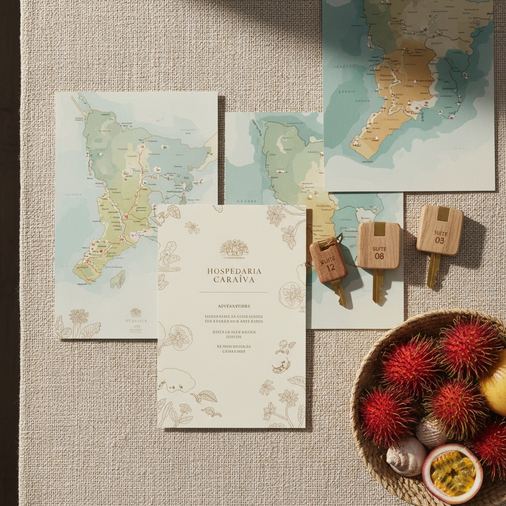 Um mapa, duas chaves e uma garrafa de rambutan.